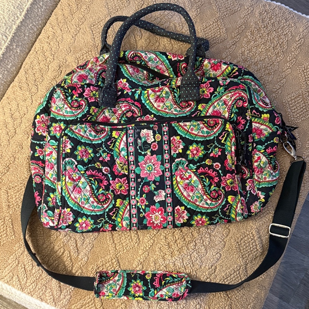 Vera Bradley dark blue and Pink Paisley Travel Bag